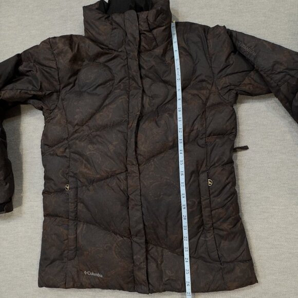 Columbia Womens Titanium 550 Jacket Black Brown Paisley 2 Way Zip Ski Coat Sz M - Picture 12 of 16